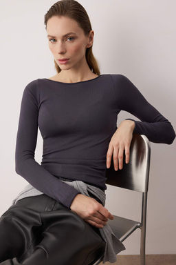 Siyah Yumusak Dokulu Kay?k Yaka Triko Kazak TWOAW26KZ00293 - Trendyolmilla фото 7