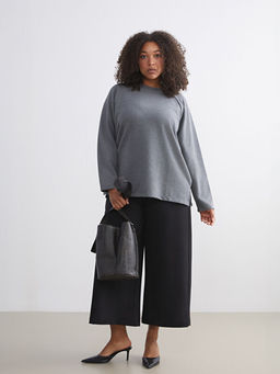 B?y?k Beden Beli Lastikli Krep Kad?n Pantolon