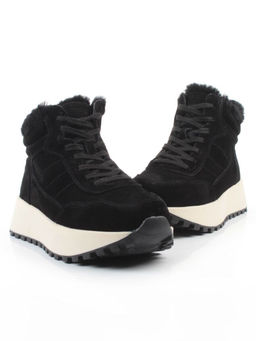 04-PAML08-1Z BLACK Ботинки зимние женские (натуральная замша, 100% шерсть, натуральный мех)