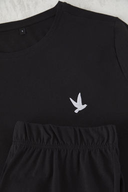 TRENDYOL MAN Siyah Slim Fit Kus Nak?sl? Sortlu Orme Pijama Tak?m? TMNSS25PT00073 - Trendyolmilla фото 11