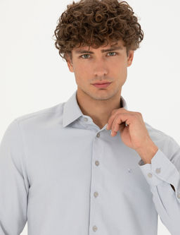 Gri Slim Fit Uzun Kollu G_mlek
