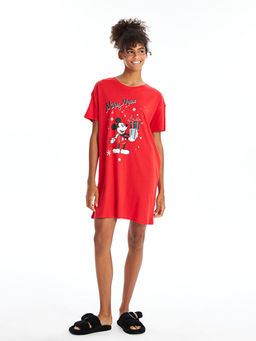 Bisiklet Yaka Mickey Mouse Bask?l? Kad?n Gecelik - Waikiki фото 2