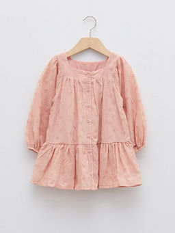 Kare Yaka Uzun Kollu K?z Bebek Elbise