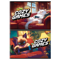 Альбом для рисования BG А4 24л. на спирали "Cozy games" (АР4гр24 06389) обложка картон