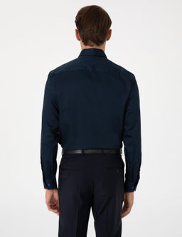 Lacivert Slim Fit Uzun Kollu Basic G_mlek