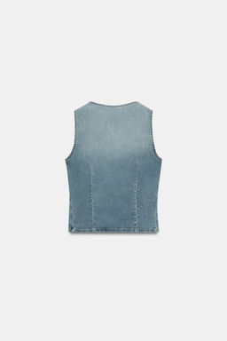 TOP CHALECO DENIM TRF / Azul