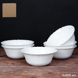 Набор суповых тарелок 6 штук 600 мл форма Тюльпан белый А / LHW60/6 (WHITE) - Галеонтрейд фото 2