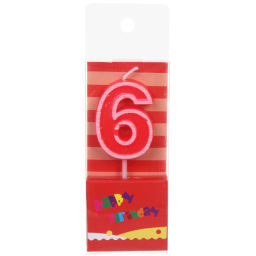 Свеча для торта Цифра Яркий праздник "6" 7,5 см