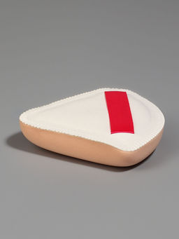 Спонж для макияжа, с держателем, d=5 см, в футляре, треугольный, бежевый