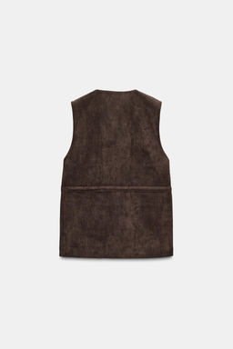 FAUX SUEDE WAISTCOAT WITH POCKETS - Zara фото 6