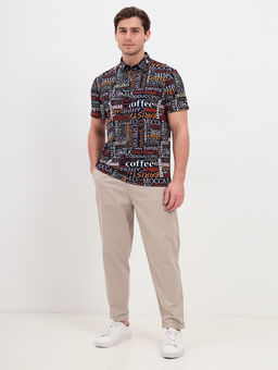 Джемпер мужской с воротником поло короткий рукав GREG G144-KP1246-UT14 (принт буквы)  фото 5