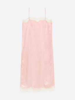Vestido lencero con ribete de encaje