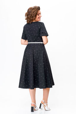 Платье Swallow 719.1 черный+белый горох