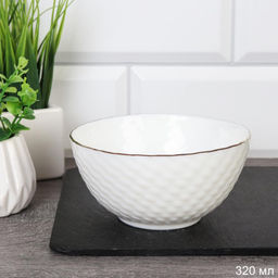 Салатник 320 мл 110 мм белый фактурный с золотом / WVW45Q (WHITE GOLD) /уп 108/ - Галеонтрейд фото 2