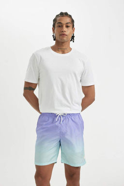 Шорты для плавания выше колена стандартной посадки с сетчатой подкладкой и градиентным принтом - Defacto фото 3