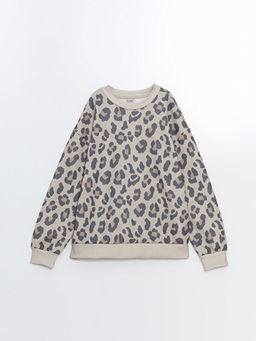 Leopar Desenli K?z ?ocuk Sweatshirt