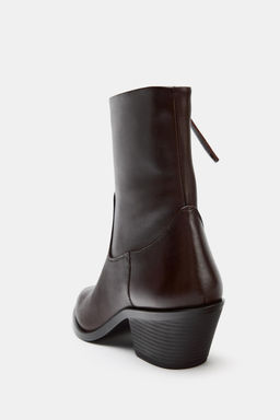 LEATHER COWBOY ANKLE BOOTS