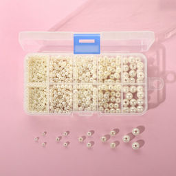Жемчужные бусины, пришивные, d=3/4/5/6/8 мм, в органайзере