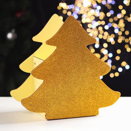 Ящик подарочный деревянный блестящий «Елочка», упаковка, золотистый, 26×13.1×25.4 см