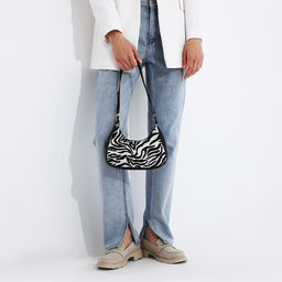Сумка женская текстильная, 20×23×5.5 см, зебра