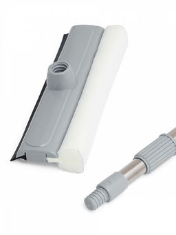 Окномойка с телескопической ручкой 75-125 серый сталь+пенополиуретан+резина - Denastia фото 3