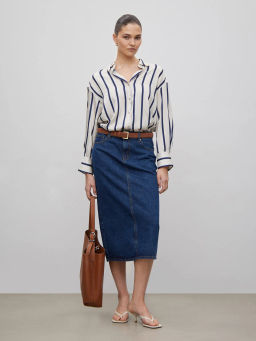 ЕМКА / Джинсовая юбка с высокой посадкой - Emka фото 4