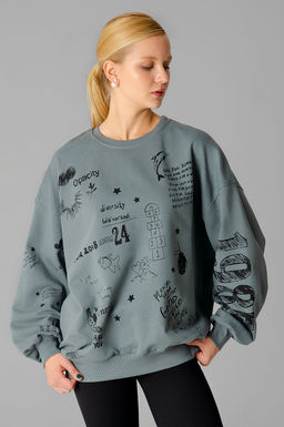 Арт. 15132/1 Свитшот женский оверсайз  46-52  (4 шт) Цвет:темно-серый