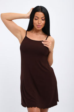 Ночная сорочка из вискозы с кружевом Селин шоколад