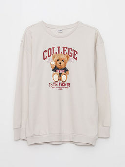 Bisiklet Yaka Bask?l? Uzun Kollu K?z ?ocuk Sweatshirt ve E?ofman Alt? - Waikiki фото 2