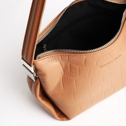 Сумка женская багет на молнии, 25×11×16 см, бежевая