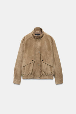 100% SUEDE LEATHER HIGH-NECK JACKET - Zara фото 12