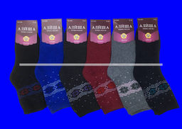 Цена за 12 пар. Термоноски женские внутри махра Снежинки