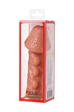 Насадка KOKOS с дополнительной стимуляцией , реалистичная,TPE, телесный, 14.7 см