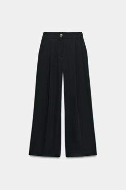PANTAL?N PALAZZO BOT?N DORADO / Negro - Zara фото 6