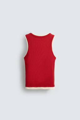 CAMISETA TANK RIB DOBLE / Blanco / Rojo