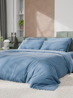 Постельное бельё 1.5-спальное «Этель», тенсель, серо-голубое