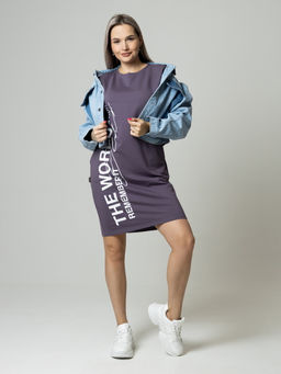 Платье женское П-163 (футер с лайкрой) Серо-лиловая