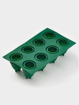 Форма для выпечки новогодняя Доляна «Шишки», 8 ячеек (4×5.5×6.7 см), 29.8×17.3×7.5 см, силикон, зелёная