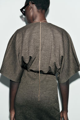 VESTIDO MIDI PIQU? CINTUR?N / Verde oscuro - Zara фото 6