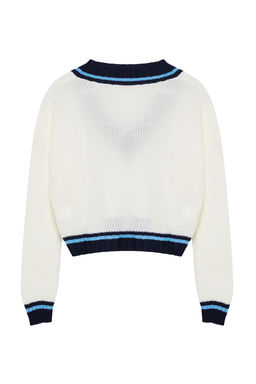 Ekru Crop Kolej Temal? Triko Kazak TWOAW22KZ1492 - Trendyolmilla фото 7