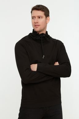 Siyah Regular/Normal Kesim Degaje Yaka Uzun Kollu Sardonsuz Sweatshirt TMNAW21SW0302 - Trendyolmilla фото 6