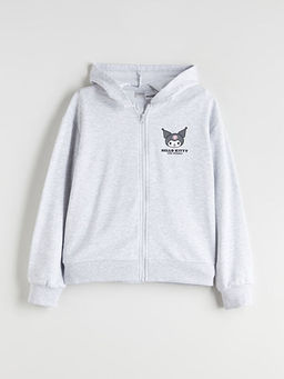 Kap??onlu Kuromi Bask?l? K?z ?ocuk Fermuarl? Sweatshirt