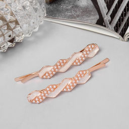 Цена за 2 шт. Невидимки для волос «Кэли», набор 2 шт., грация, 6 см, розовое золото