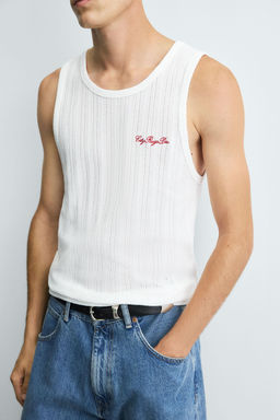 EMBROIDERED RIB TANK T-SHIRT - Zara фото 6