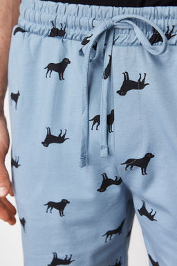 TRENDYOL MAN Mavi Bask?l? Regular Fit Orme Yazl?k Sortlu Pijama Tak?m? TMNSS24PT00023 - Trendyolmilla фото 5