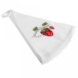 Полотенце кухонное вафельное "Круглое лето" д60см, хлопок 100%, с петелькой, ажурный кант, с вышивкой в ассортименте (Китай)