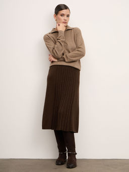 Юбка из пуха яка 07066 темно-коричневая