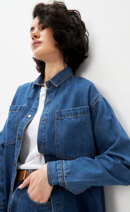 Рубашка джинс F322-0410 b.blue - Fine joyce фото 4