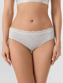 Цена за 2 штуки! Трусы слипы женские серые с принтом в сердечко - Mark formelle фото 2