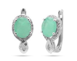 Серьги из серебра изумруд, SL-RIC32